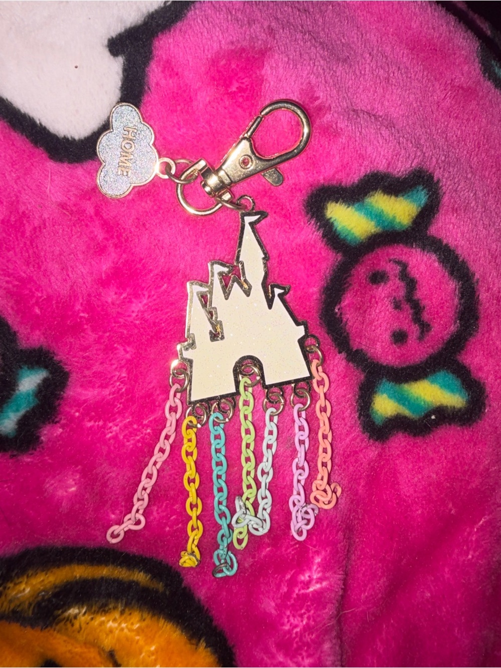 Disney Parks Castle Magic Keychain bag charm with Multicolor Chain Tassels